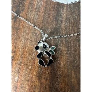 Necklace Panda Bear Pendant with Box and Cloth Silver Mountain